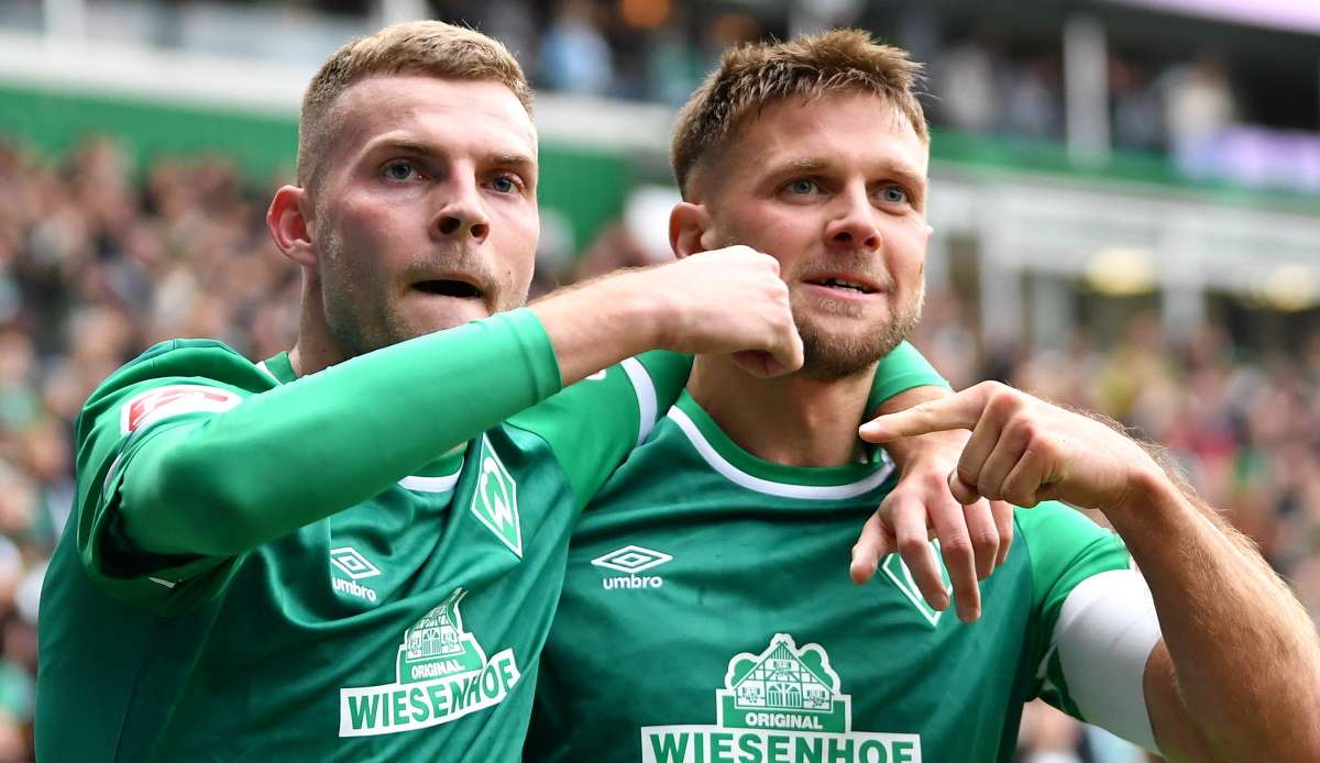 Marvin Ducksch (l.) und Niclas Füllkrug schossen Werder mit je einem Tor an die Tabellenspitze