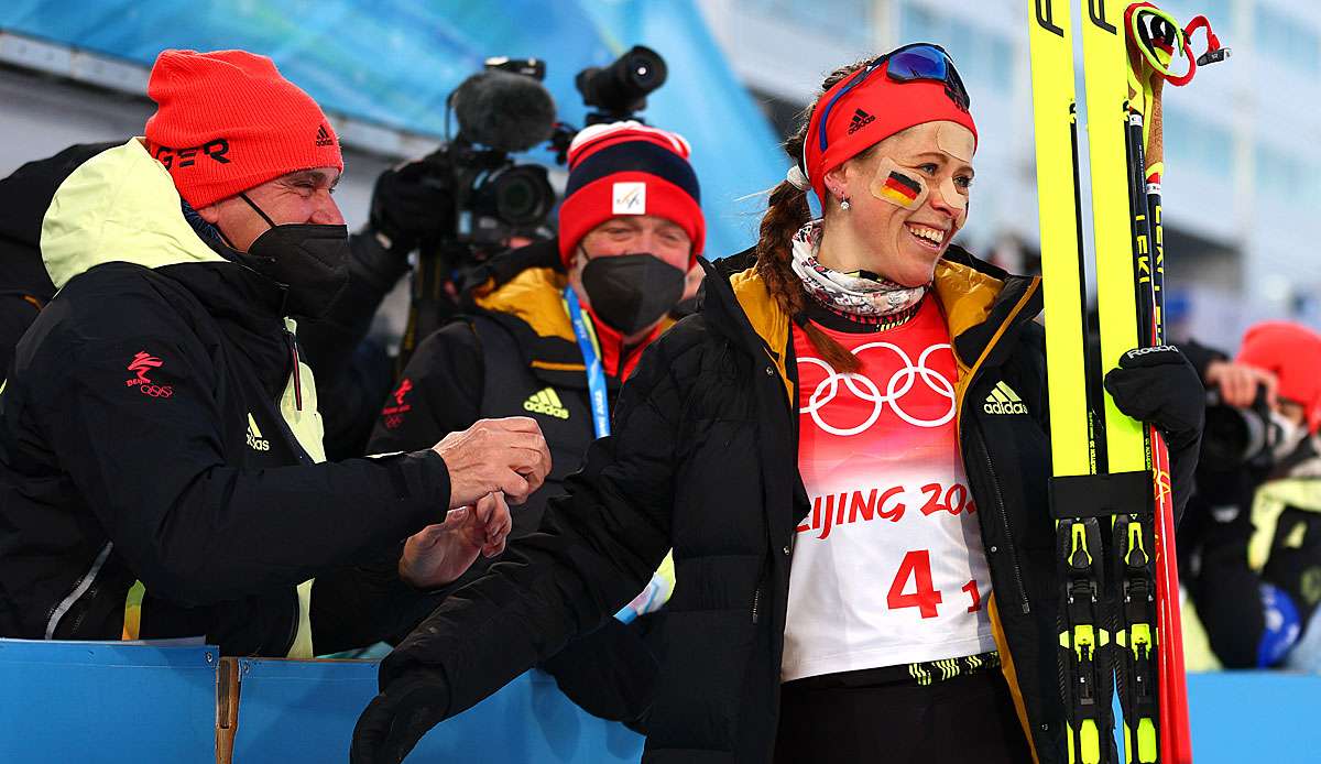 Katharina Hennig hat sensationell Gold im Teamsprint geholt.