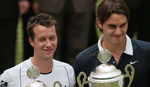 Philipp Kohlschreiber (l.) verlor das Finale der Gerry Weber Open 2008 gegen Roger Federer
