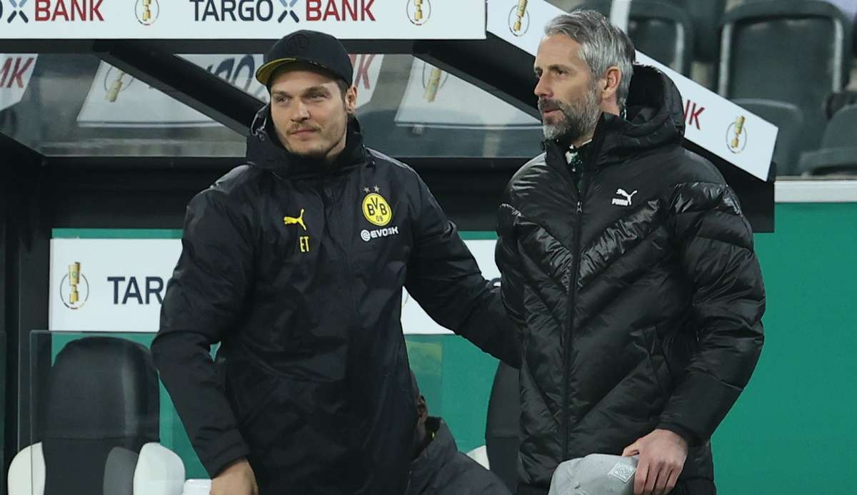 Edin Terzic (l.) gilt als Favorit auf die Nachfolge von Trainer Marco Rose beim BVB