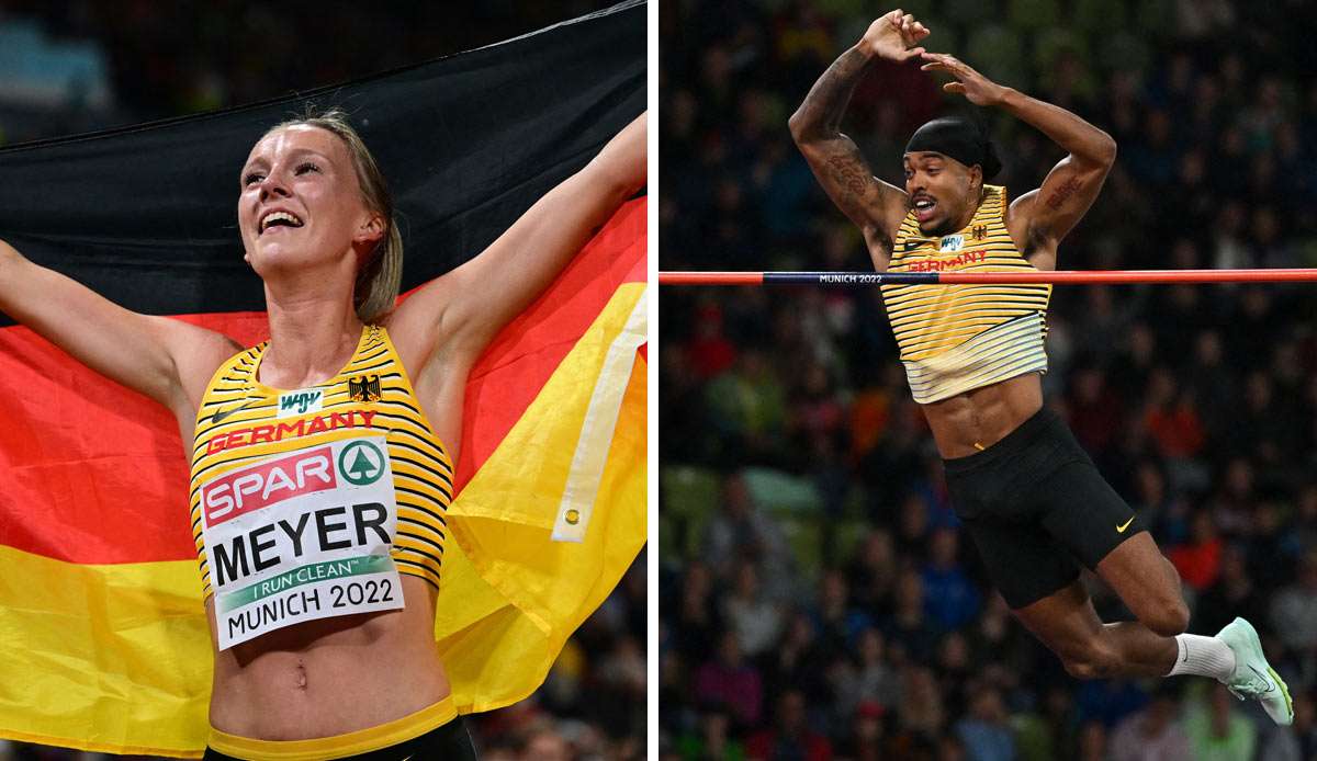 Lea Meyer (l) holte völlig überraschend Silber über 3000 m Hindernis. Bo Kanda Lita Baehre musste sich im Stabhochsprung nur Überflieger Duplantis beugen.