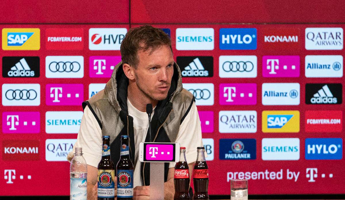 Vor dem Heimspiel des FC Bayern München gegen am Samstag Borussia Mönchengladbach stellt sich Trainer Julian Nagelsmann den Fragen der Journalisten.