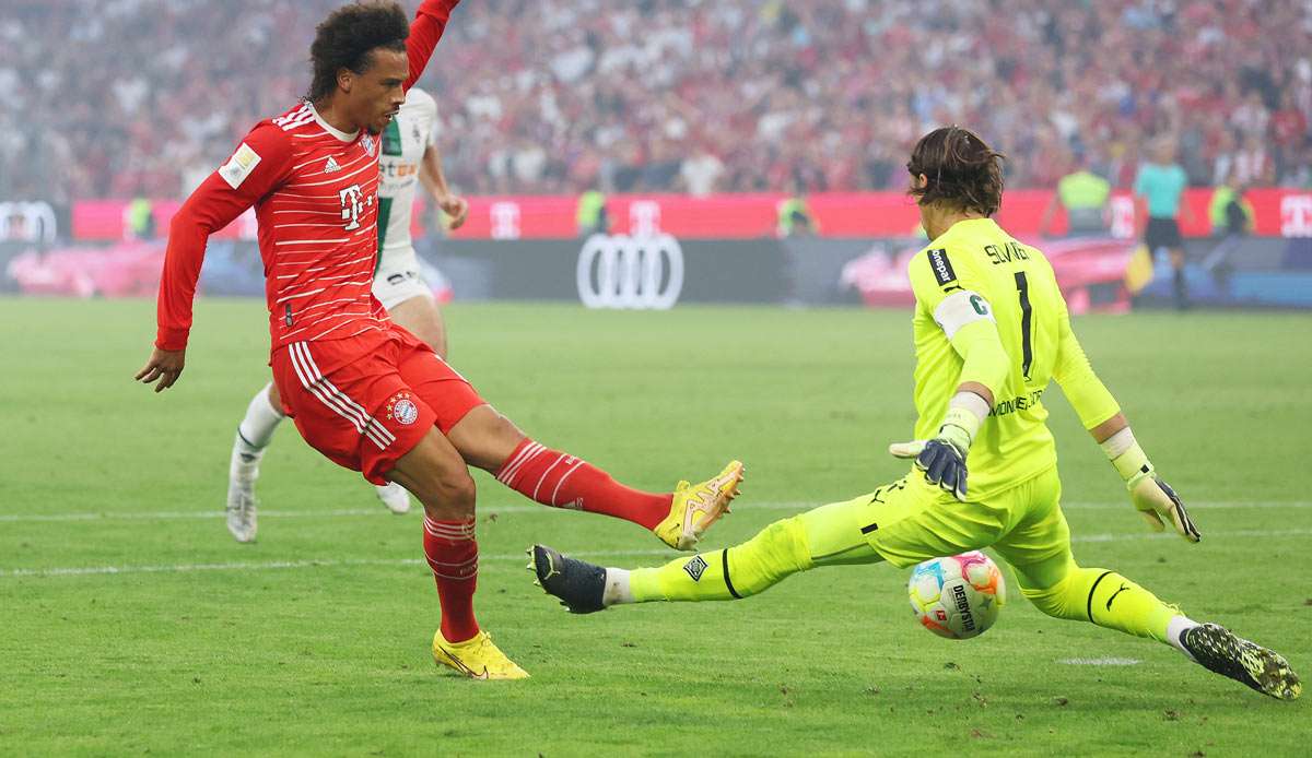 Großtat gegen Leroy Sané: Yann Sommer klärt im Eins-gegen-Eins gekonnt mit dem Fuß.