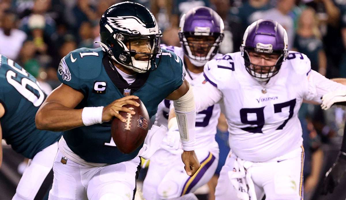 Jalen Hurts hatte 3 Total Touchdowns im Spiel gegen die Vikings.