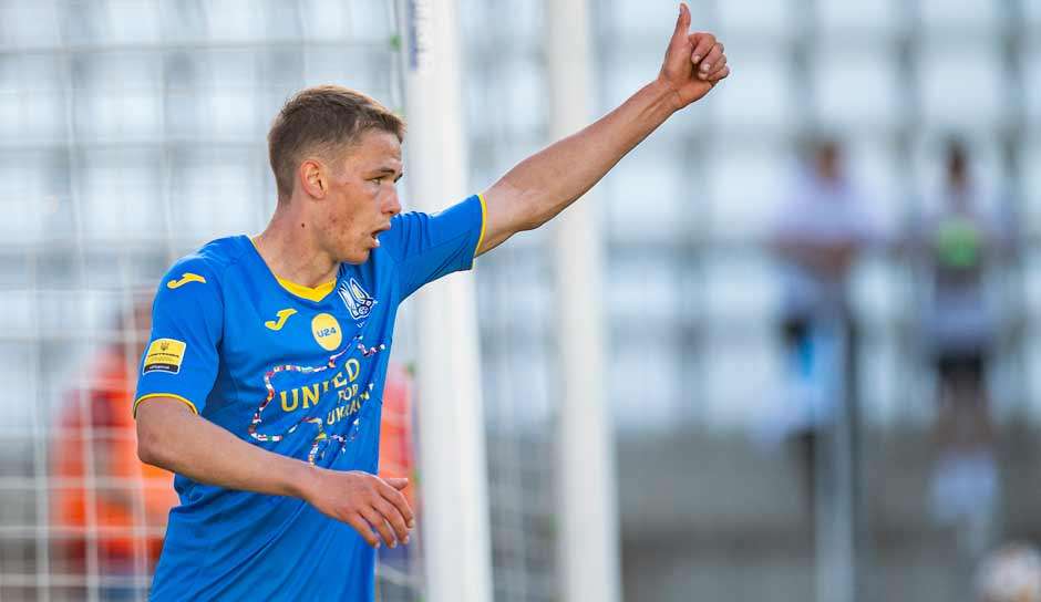 Danylo Sikan führte mit einem Dreierpack die Ukrainer zur U21-EM.