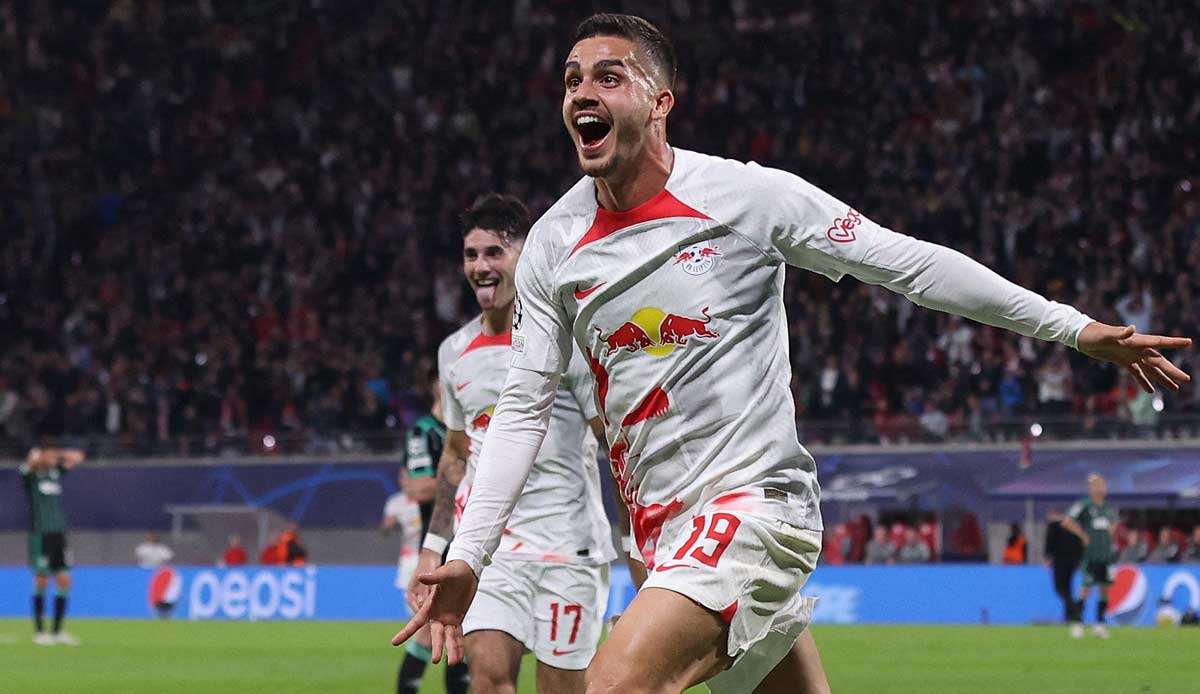 André Silva traf doppelt für RB Leipzig gegen Celtic.