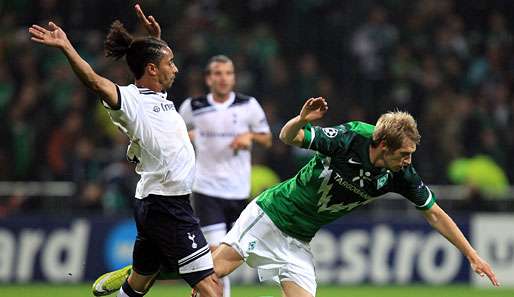 Werder (hier Aaron Hunt, r.) strauchelte gegen Tottenham, fiel aber nicht