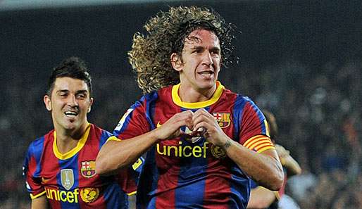 Seinem Treffer zum 2:1 folgte ein sprichwörtlich herzlicher Jubel: Barca-Kapitän Carles Puyol
