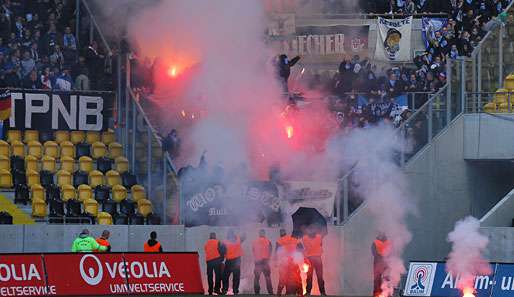 Beim Ost-Derby zwischen Dynamo Dresden und Hansa Rostock gab es Randale 