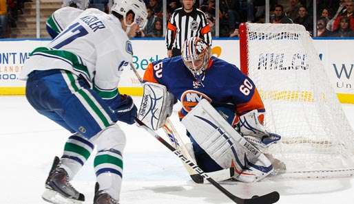 Kevin Poulin hat erst drei NHL-Spiele gemacht, wirkte gegen die Canucks aber wie ein alter Hase