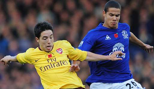 Evertons Jack Rodwell (r.) soll auf der Einkaufsliste von Real Madrid, ManUnited und ManCity stehen