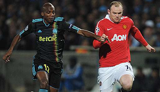 Wayne Rooney konnte sich gegen Marseille und Charles Kabore kaum einmal durchsetzen