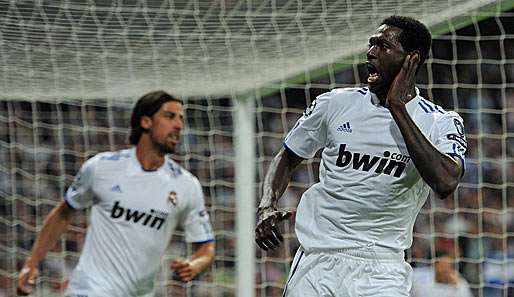 Emmanuel Adebayor (r.) war im Hinspiel Reals Matchwinner. Der Togoer traf doppelt