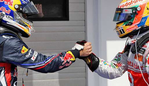 Sebastian Vettel (l.) fuhr im Qualifying auf dem Hungaroring auf die Pole-Position