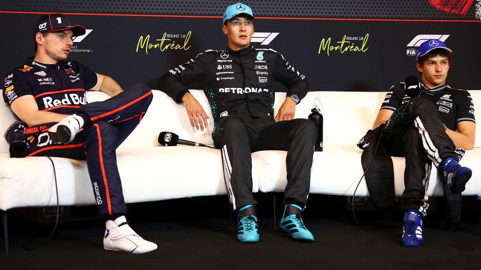 Max Verstappen, George Russell, Kimi Antonelli