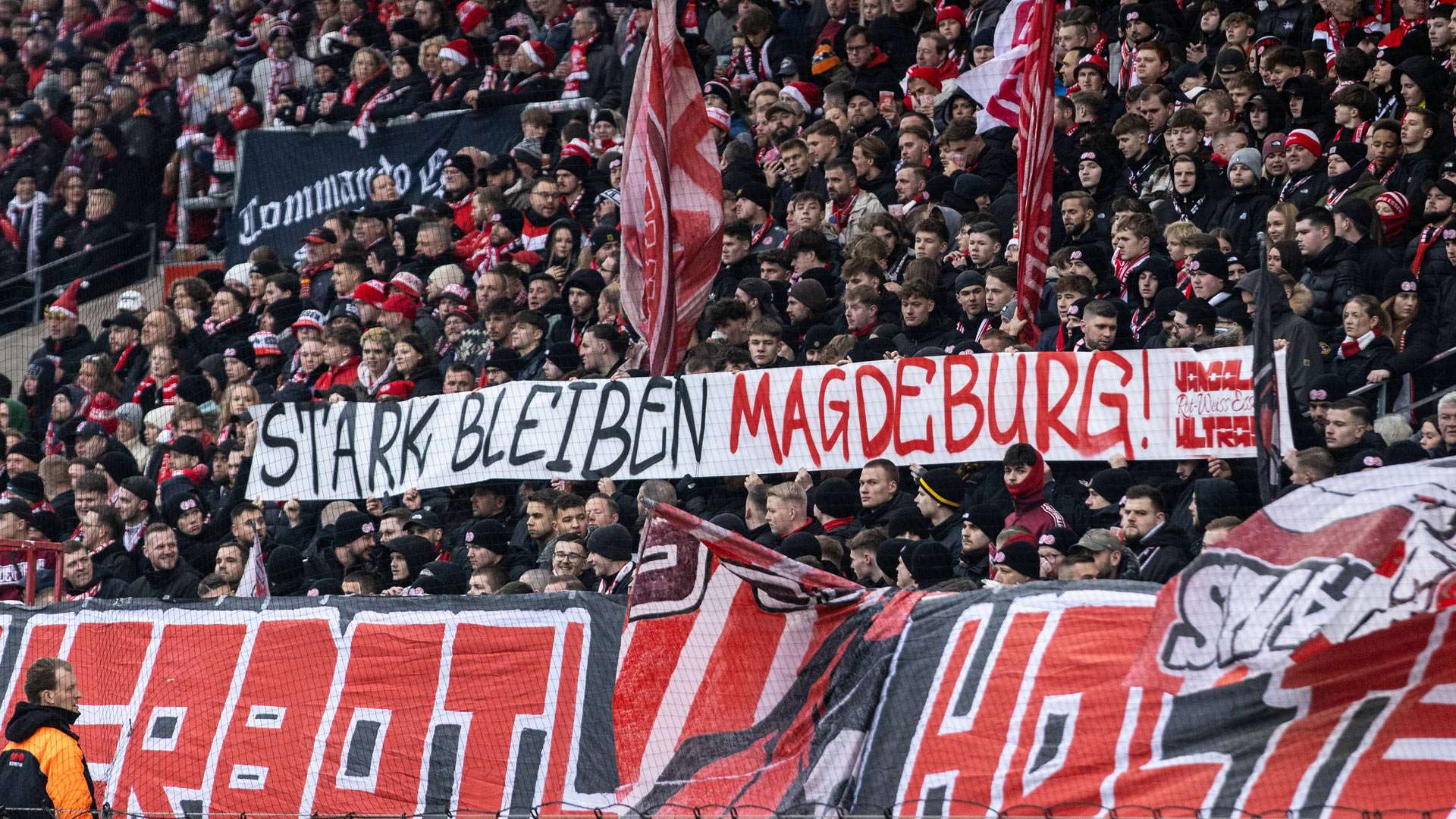 rw essen fans banner magdeburg GERMANY ONLY