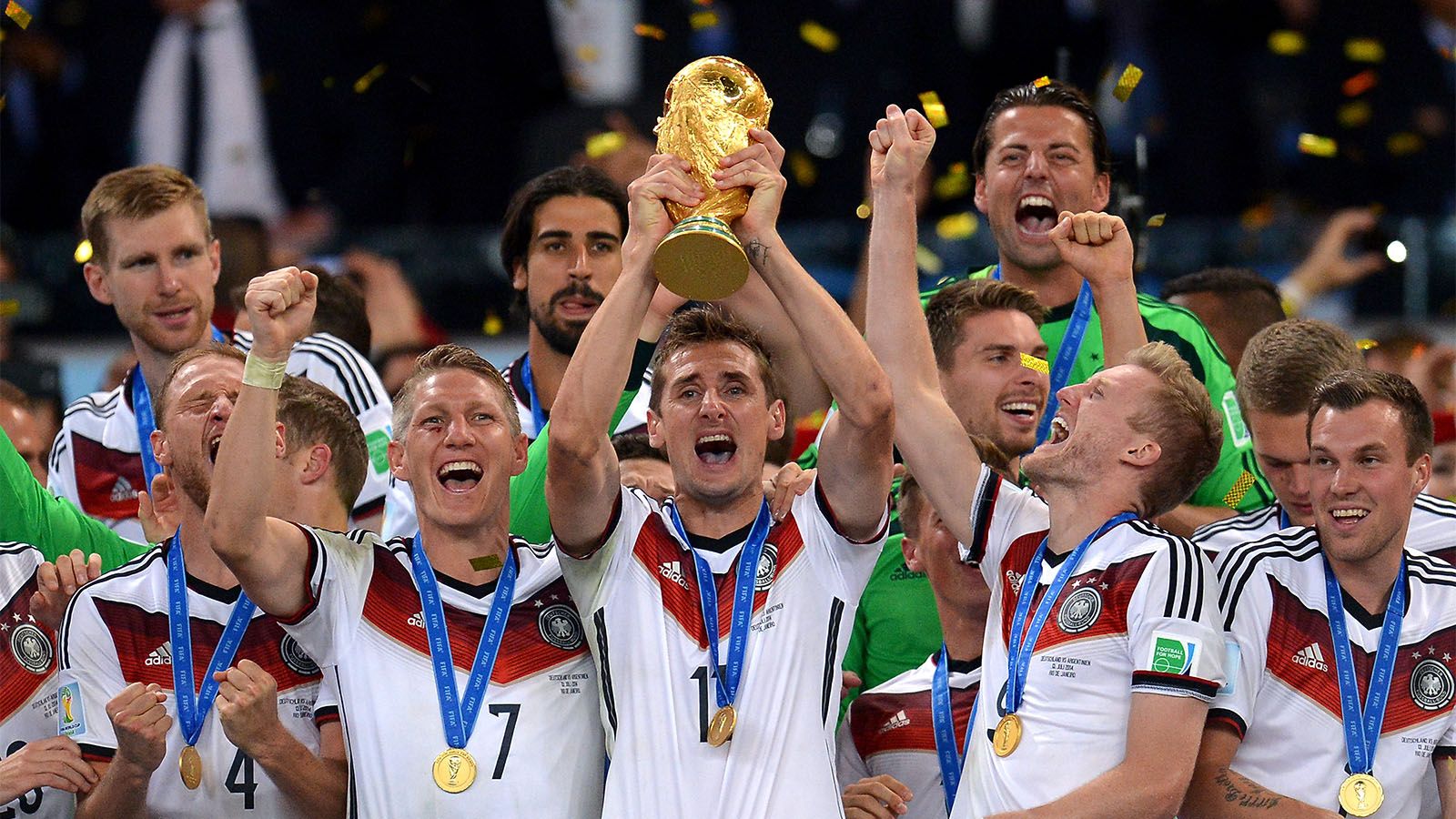 Miroslav Klose celebrating a goal in the 2014 World Cup