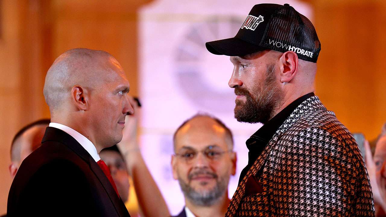 Oleksandr Usyk und Tyson Fury vor ihrem Rückkampf.