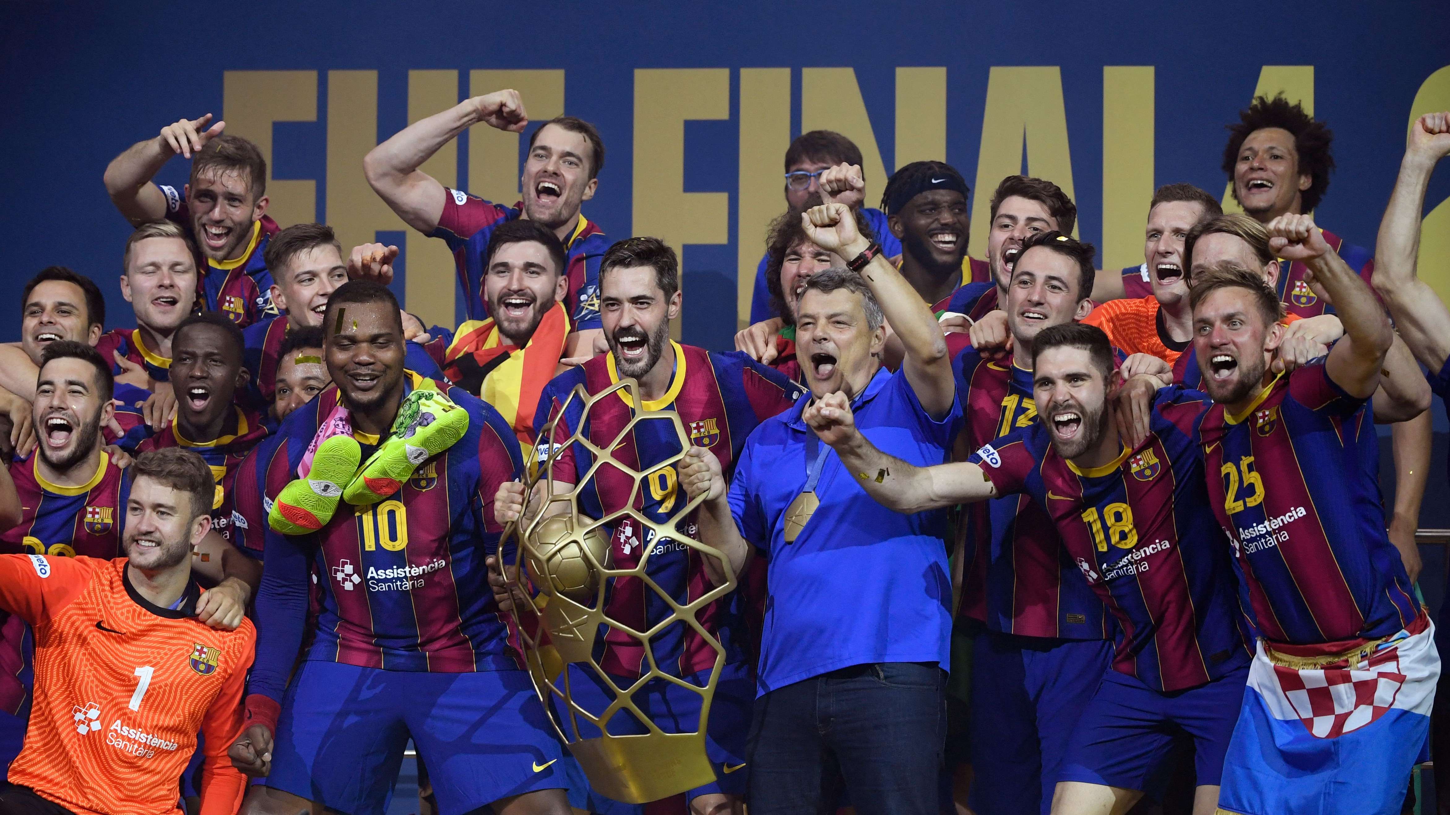 HANDBALL-EUR-C1-FINAL4-MEN-BARCELONA-AALBORG-FINAL-PODIUM