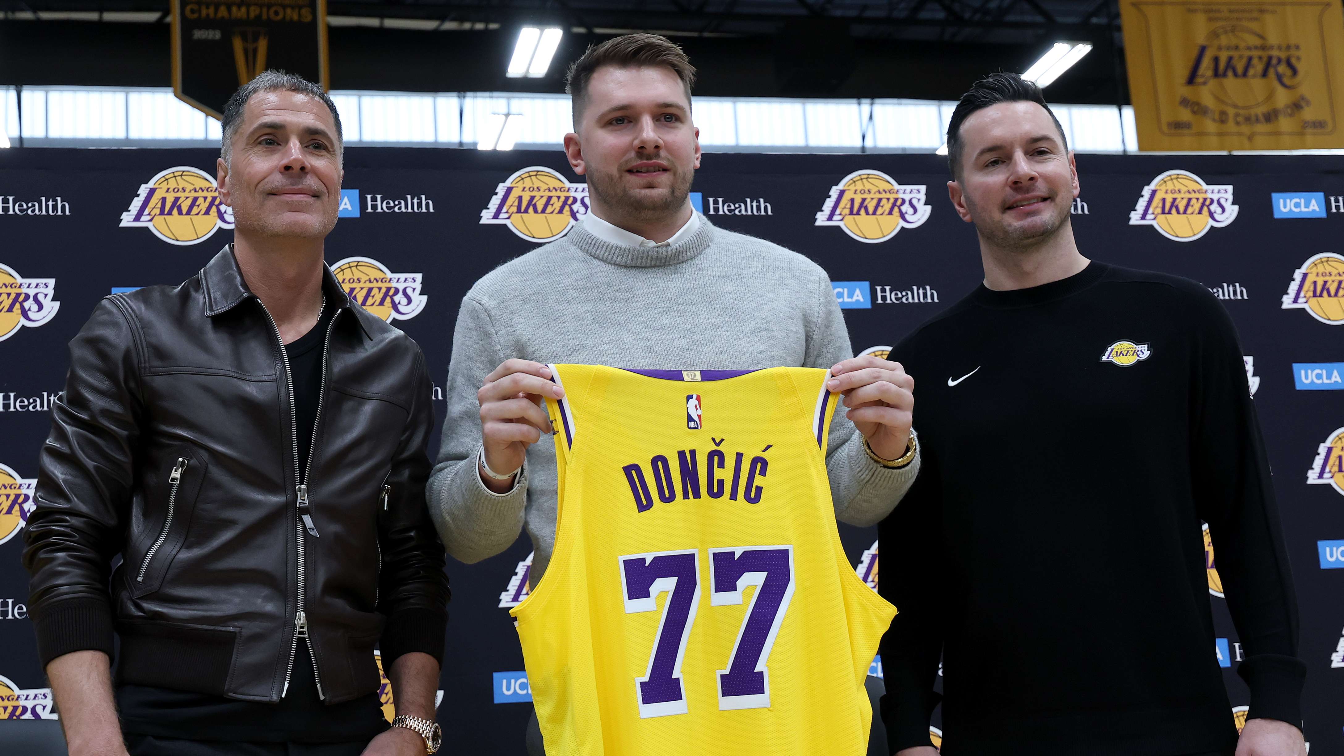 Los Angeles Lakers Introduce Luka Doncic, Maxi Kleber & Markieff Morris