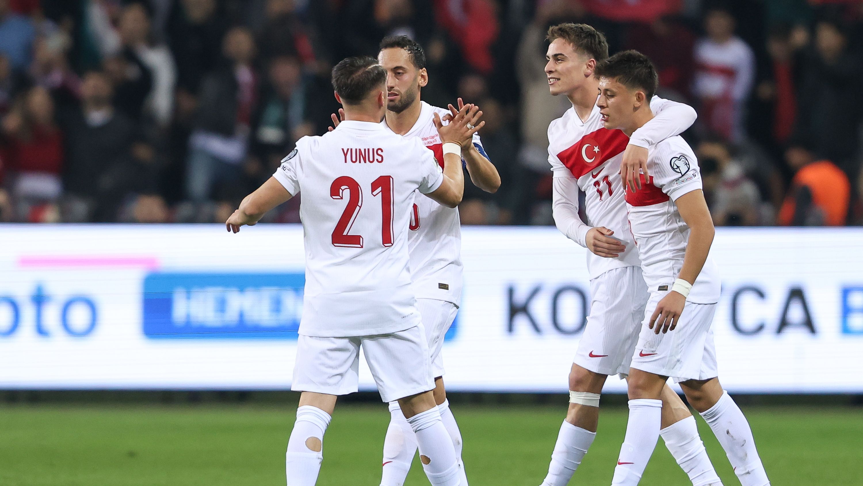 Turkish national football team in a huddle before a match